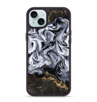 iPhone 15 Plus Wood Phone Case - Tressie (Black & White, 801871)