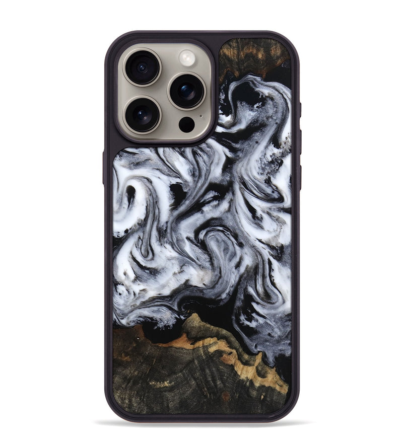 iPhone 15 Pro Max Wood Phone Case - Tressie (Black & White, 801871)