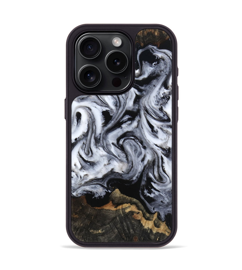 iPhone 15 Pro Wood Phone Case - Tressie (Black & White, 801871)