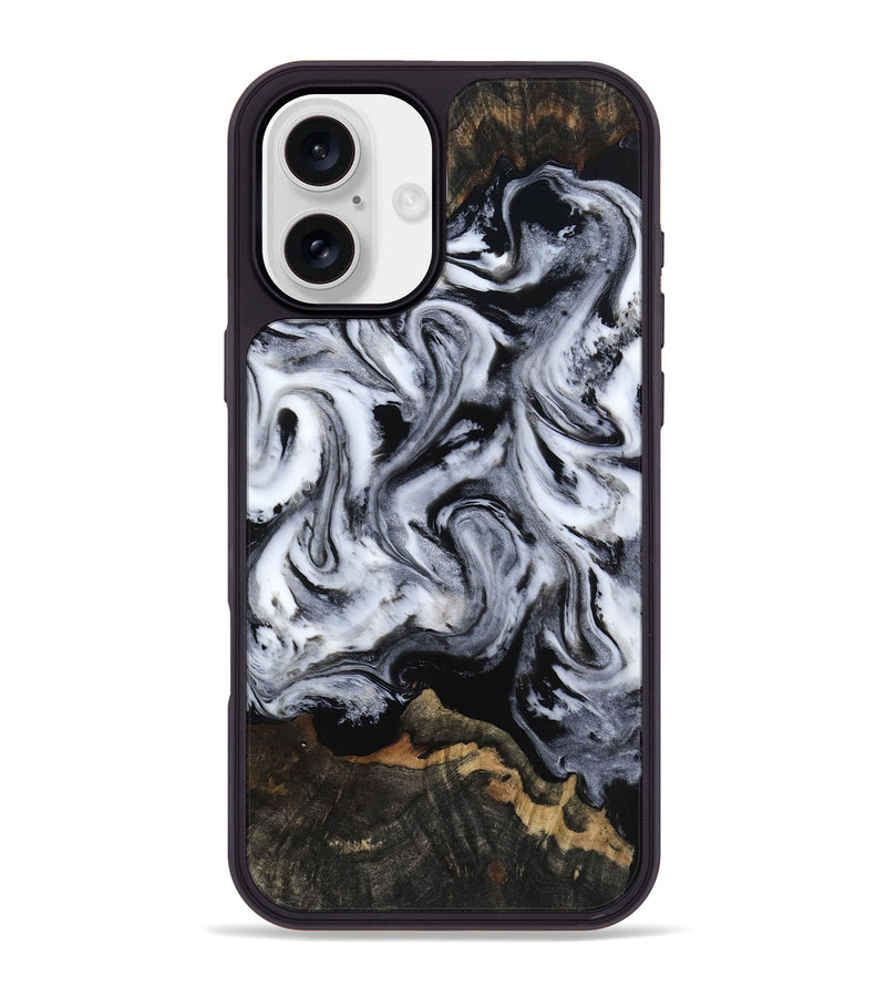 iPhone 16 Plus Wood Phone Case - Tressie (Black & White, 801871)