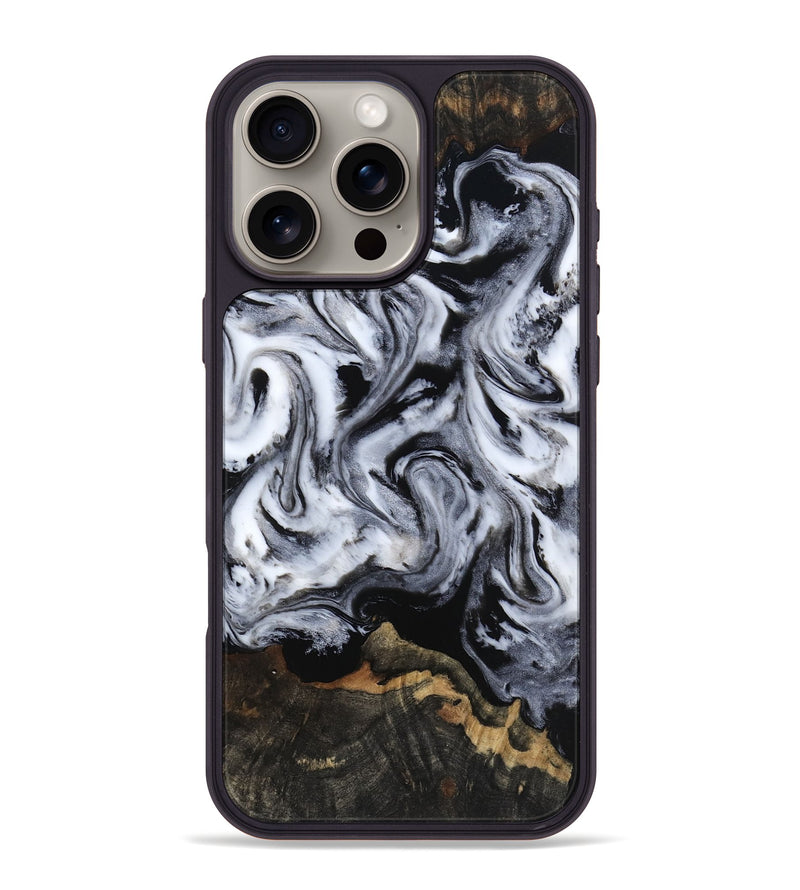iPhone 16 Pro Max Wood Phone Case - Tressie (Black & White, 801871)