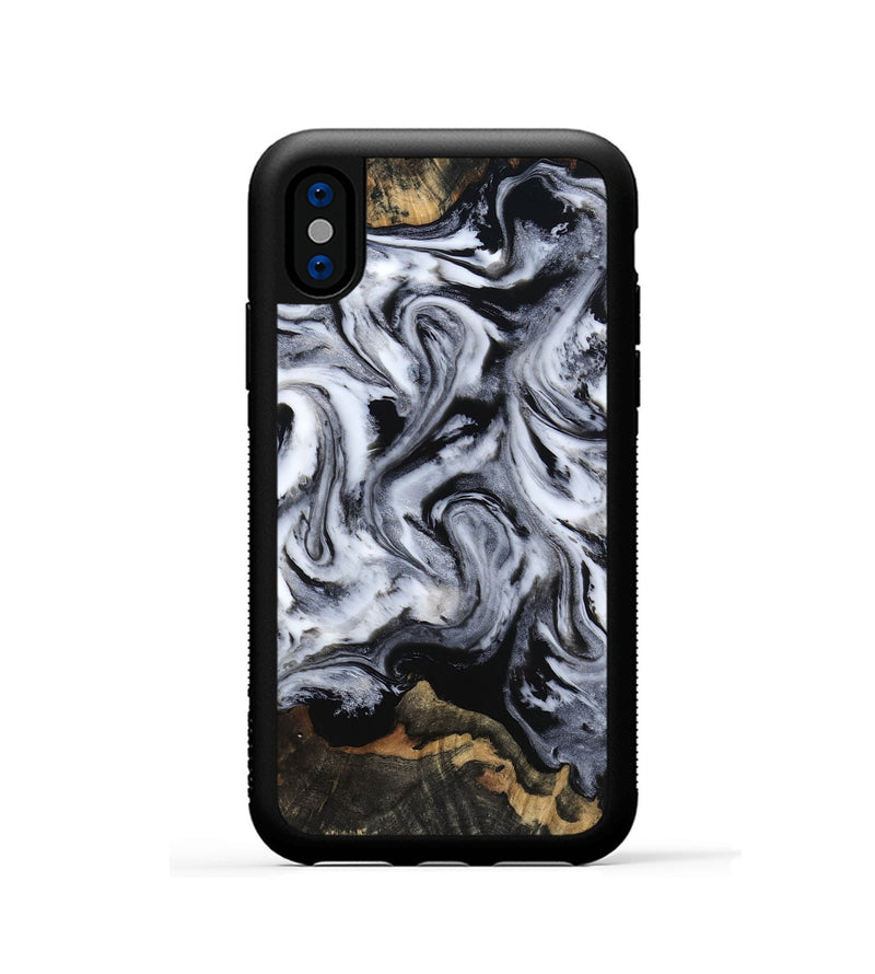iPhone Xs Wood Phone Case - Tressie (Black & White, 801871)