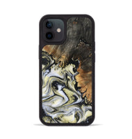 iPhone 12 Wood Phone Case - Ocean (Black & White, 801872)