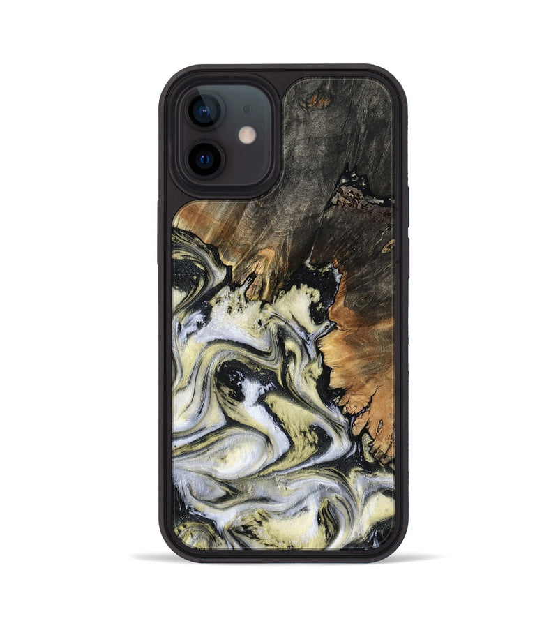 iPhone 12 Wood Phone Case - Ocean (Black & White, 801872)