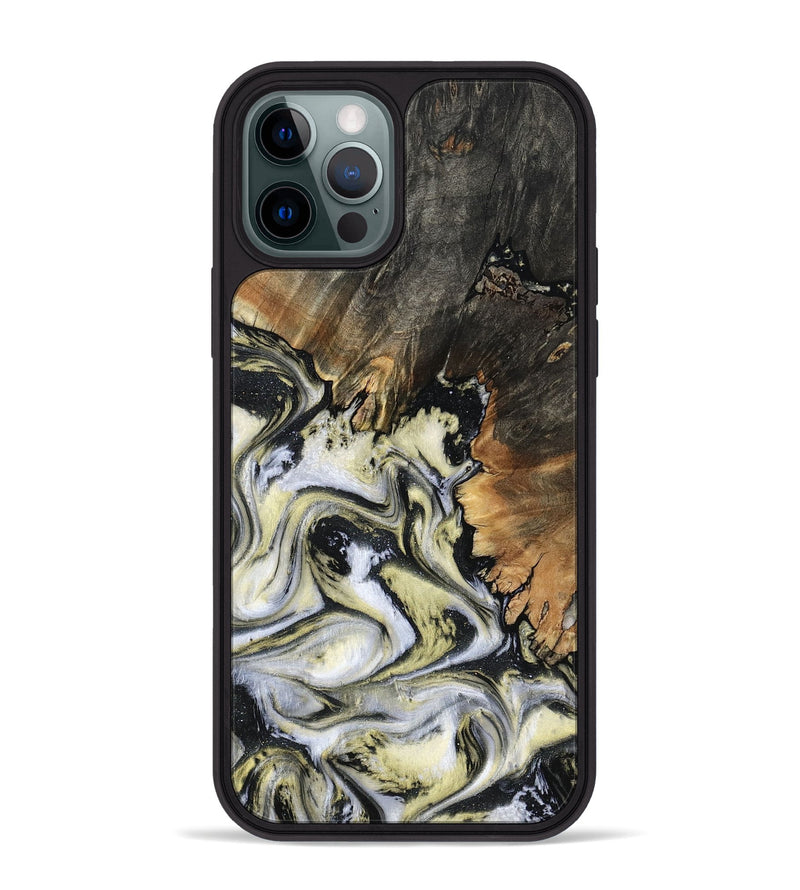 iPhone 12 Pro Max Wood Phone Case - Ocean (Black & White, 801872)