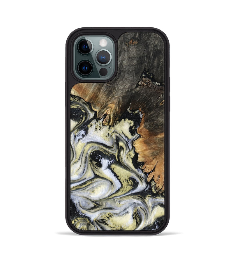 iPhone 12 Pro Wood Phone Case - Ocean (Black & White, 801872)