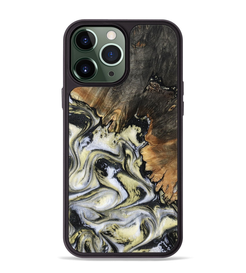 iPhone 13 Pro Max Wood Phone Case - Ocean (Black & White, 801872)