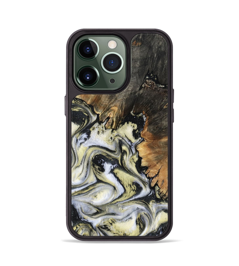 iPhone 13 Pro Wood Phone Case - Ocean (Black & White, 801872)