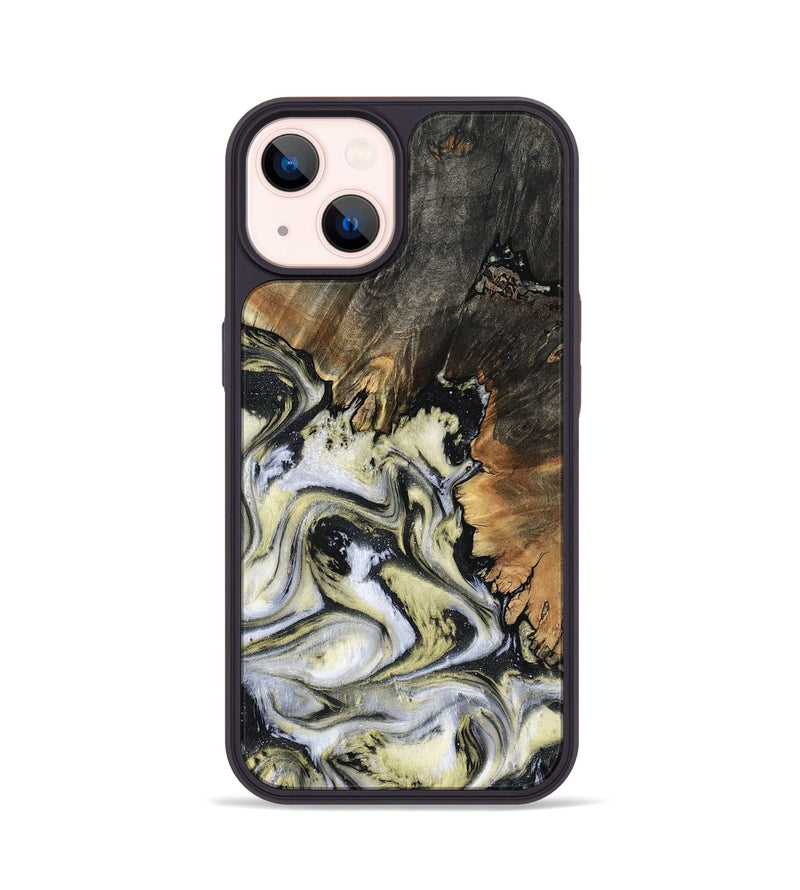 iPhone 14 Wood Phone Case - Ocean (Black & White, 801872)