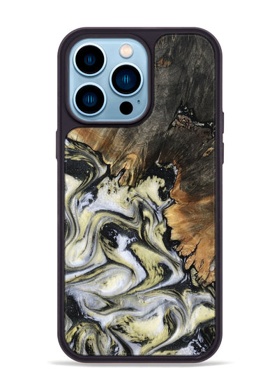 iPhone 14 Pro Max Wood Phone Case - Ocean (Black & White, 801872)