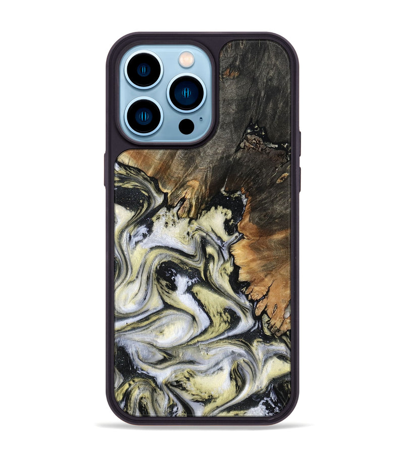 iPhone 14 Pro Max Wood Phone Case - Ocean (Black & White, 801872)