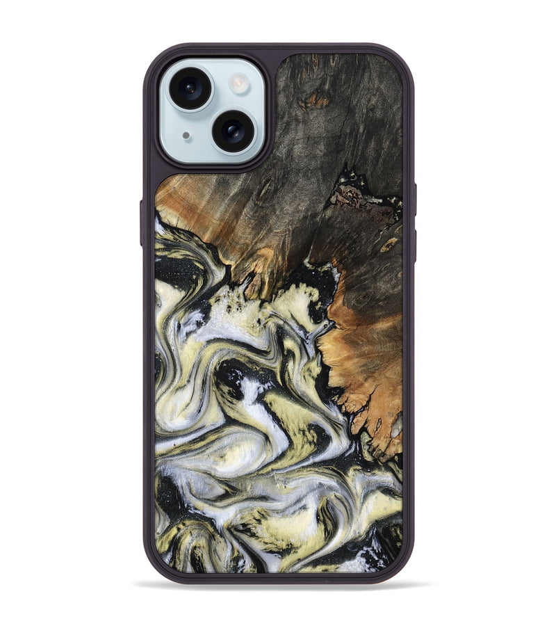 iPhone 15 Plus Wood Phone Case - Ocean (Black & White, 801872)