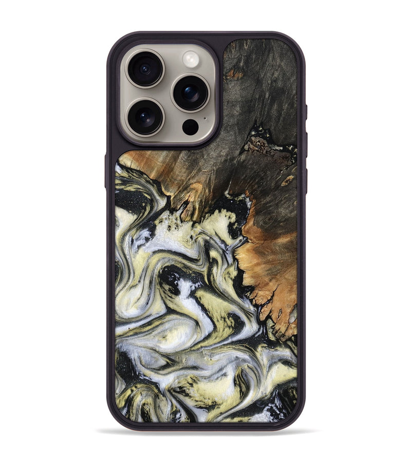 iPhone 15 Pro Max Wood Phone Case - Ocean (Black & White, 801872)