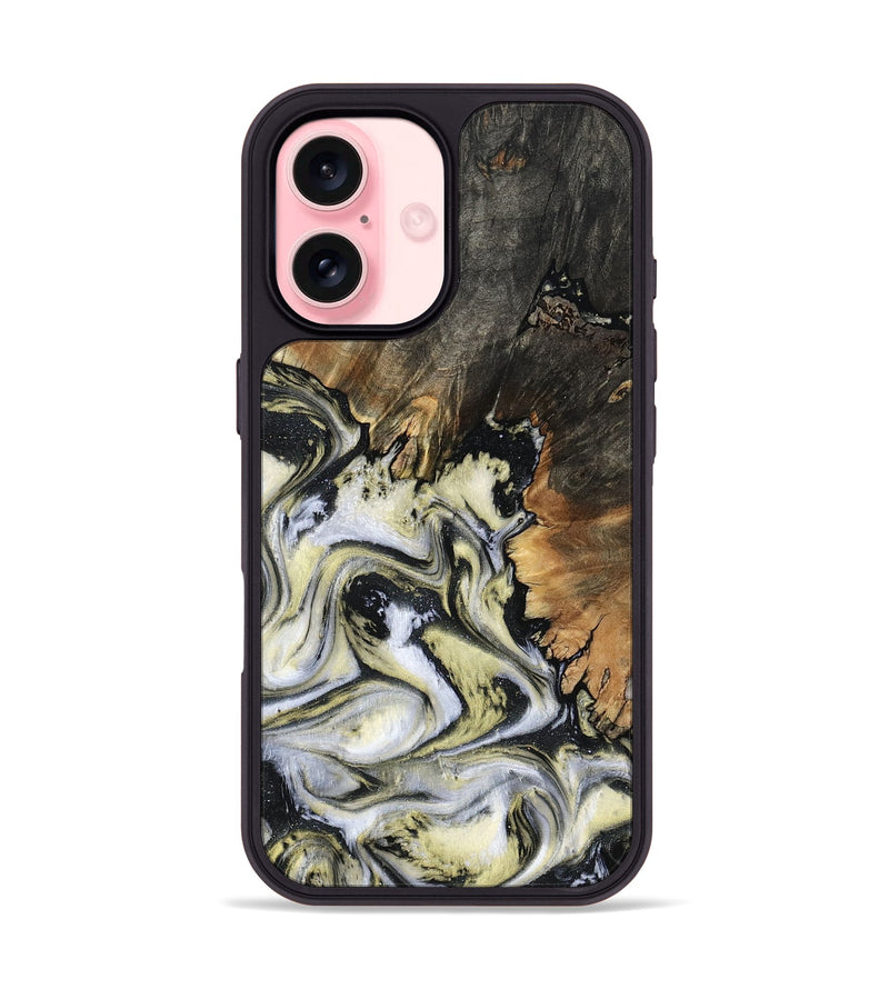 iPhone 16 Wood Phone Case - Ocean (Black & White, 801872)