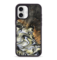 iPhone 16 Plus Wood Phone Case - Ocean (Black & White, 801872)