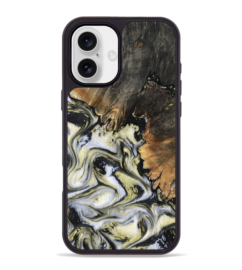 iPhone 16 Plus Wood Phone Case - Ocean (Black & White, 801872)