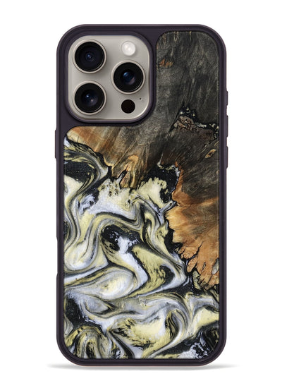 iPhone 16 Pro Max Wood Phone Case - Ocean (Black & White, 801872)