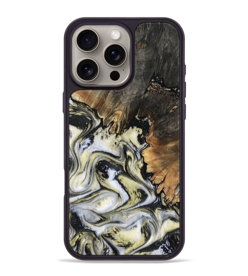 iPhone 16 Pro Max Wood Phone Case - Ocean (Black & White, 801872)