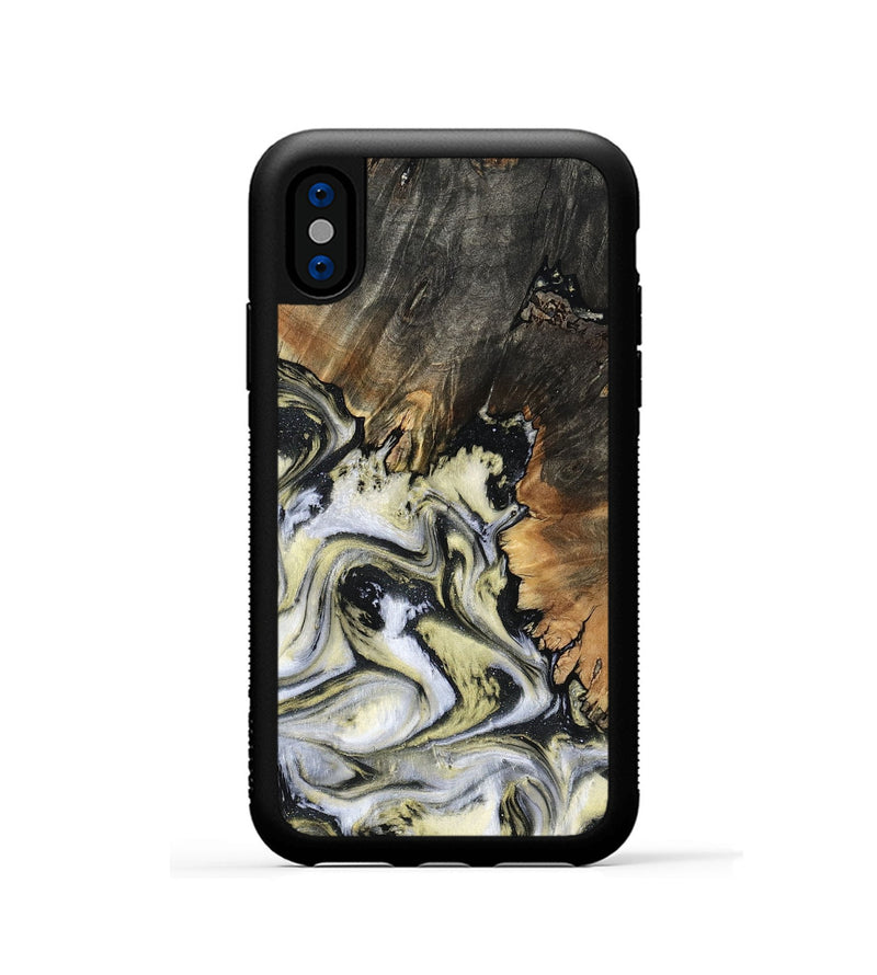 iPhone Xs Wood Phone Case - Ocean (Black & White, 801872)