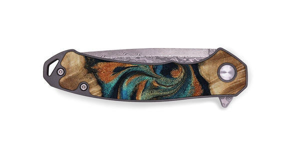 EDC Wood Pocket Knife - Lawanda (Teal & Gold, 801879)