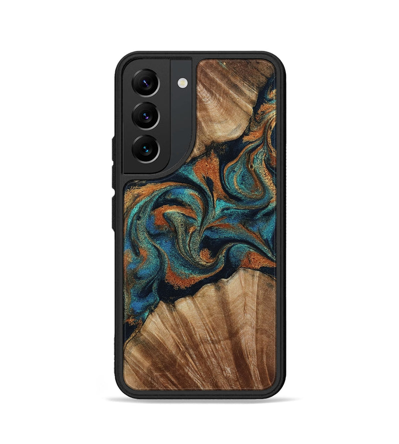 Galaxy S22 Wood Phone Case - Lawanda (Teal & Gold, 801879)