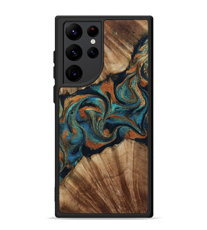 Galaxy S22 Ultra Wood Phone Case - Lawanda (Teal & Gold, 801879)