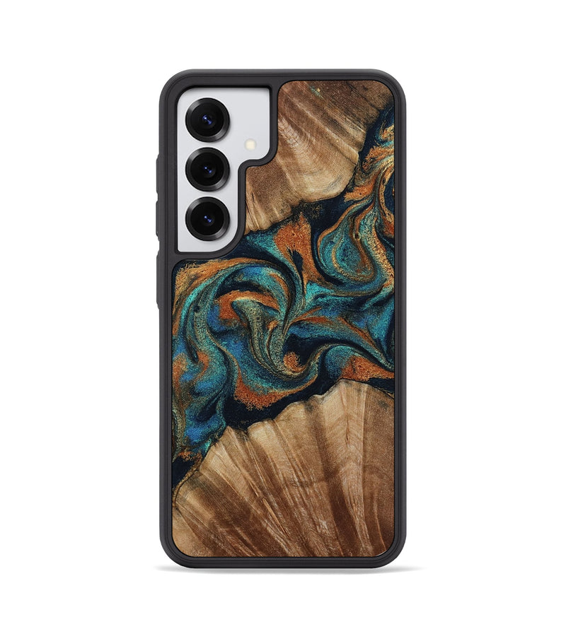 Galaxy S25 Wood Phone Case - Lawanda (Teal & Gold, 801879)