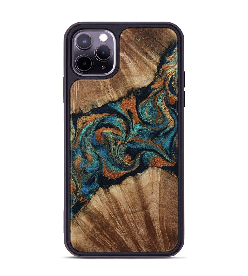 iPhone 11 Pro Max Wood Phone Case - Lawanda (Teal & Gold, 801879)