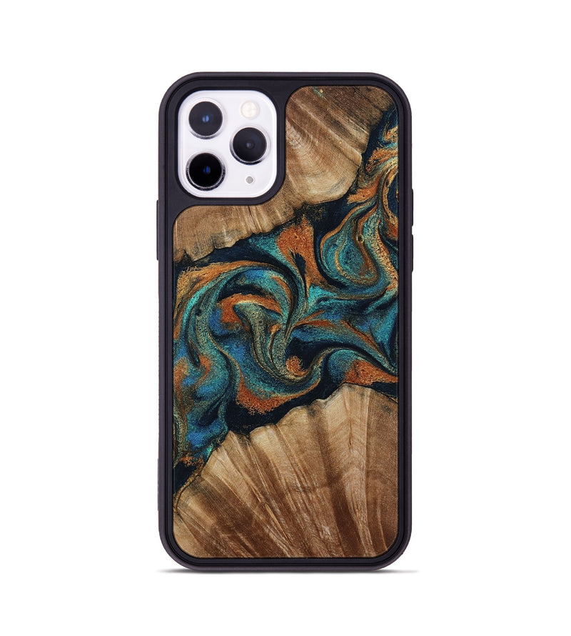 iPhone 11 Pro Wood Phone Case - Lawanda (Teal & Gold, 801879)