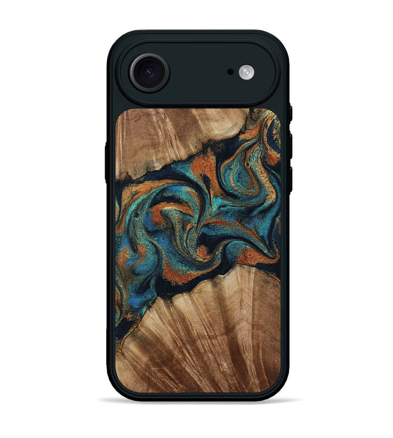 iPhone 17 Air Wood Phone Case - Lawanda (Teal & Gold, 801879)