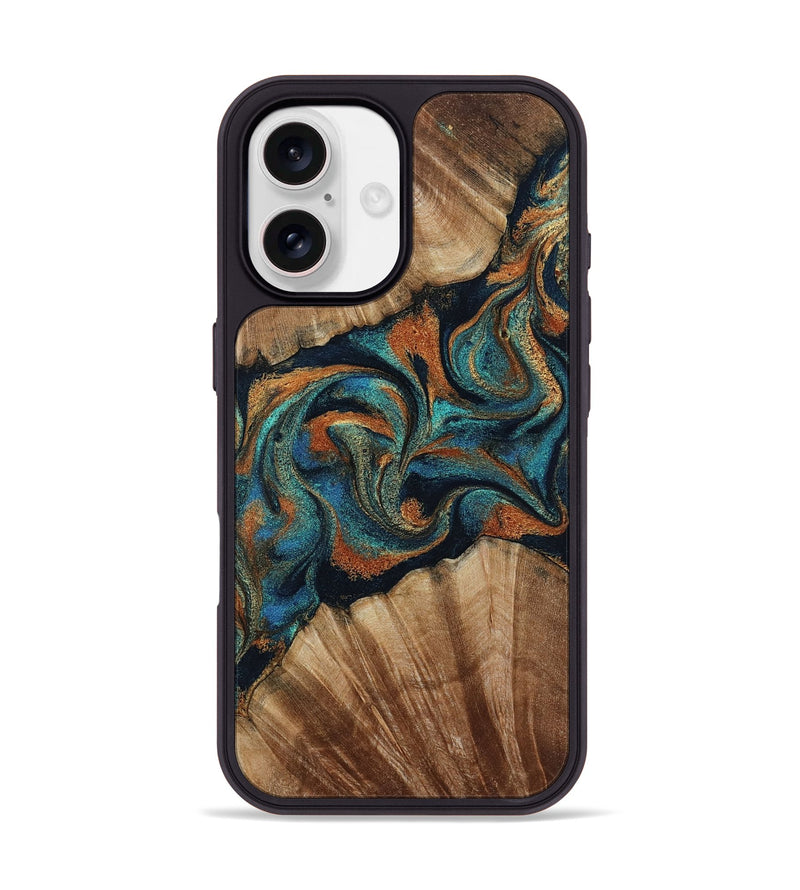 iPhone 17 Wood Phone Case - Lawanda (Teal & Gold, 801879)