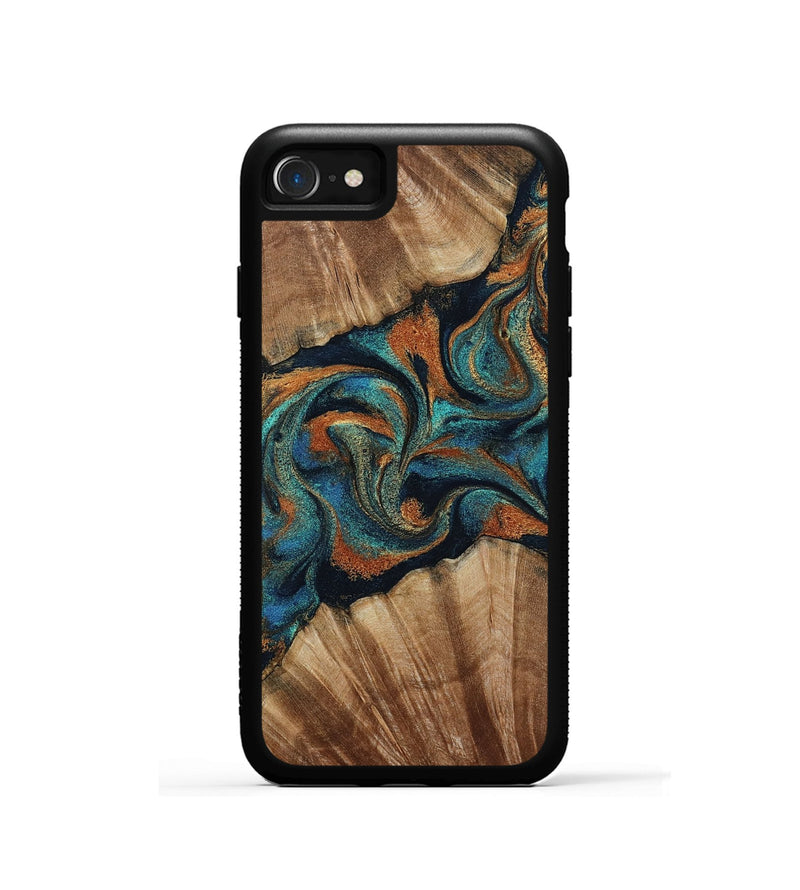 iPhone SE Wood Phone Case - Lawanda (Teal & Gold, 801879)