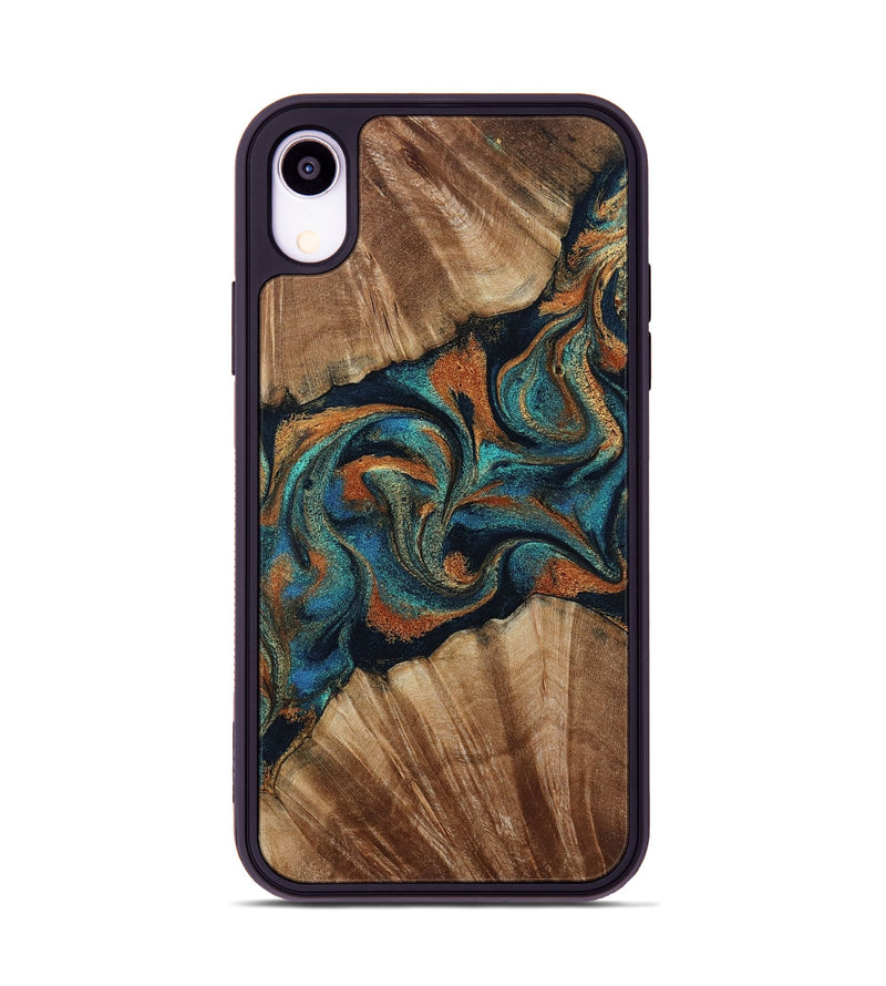 iPhone Xr Wood Phone Case - Lawanda (Teal & Gold, 801879)