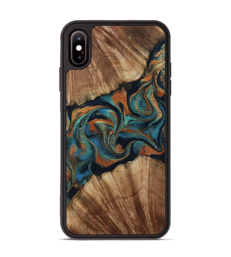 iPhone Xs Max Wood Phone Case - Lawanda (Teal & Gold, 801879)