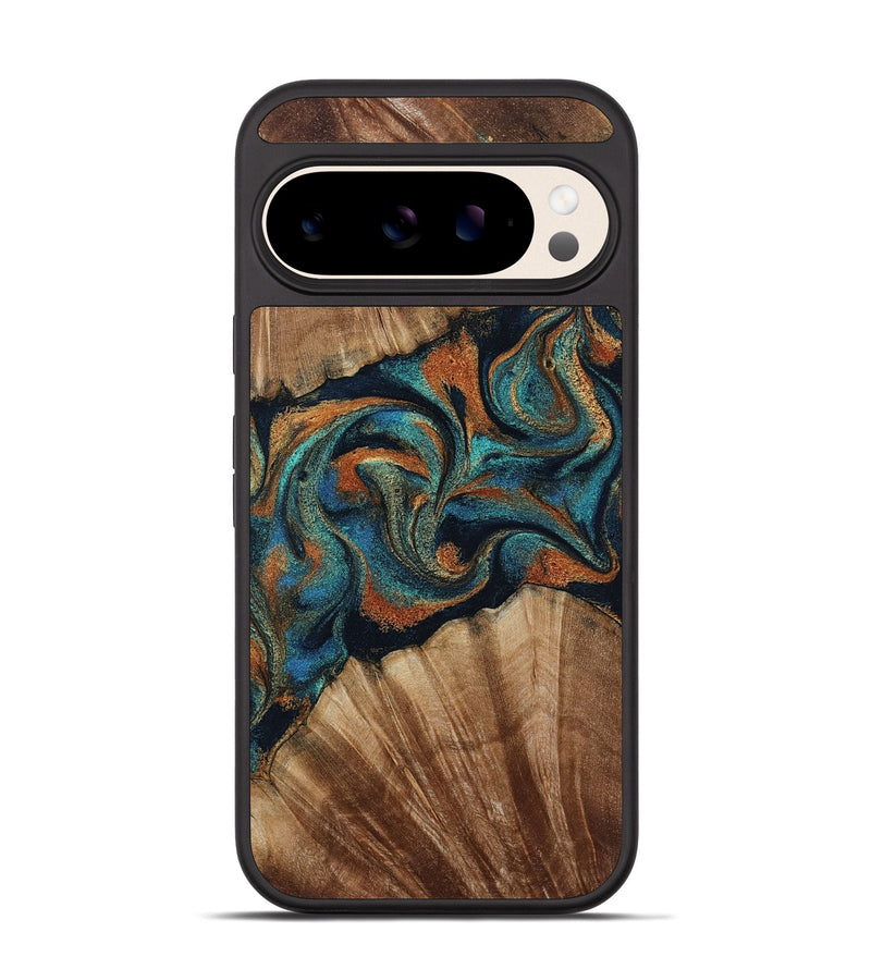 Pixel 10 Wood Phone Case - Lawanda (Teal & Gold, 801879)