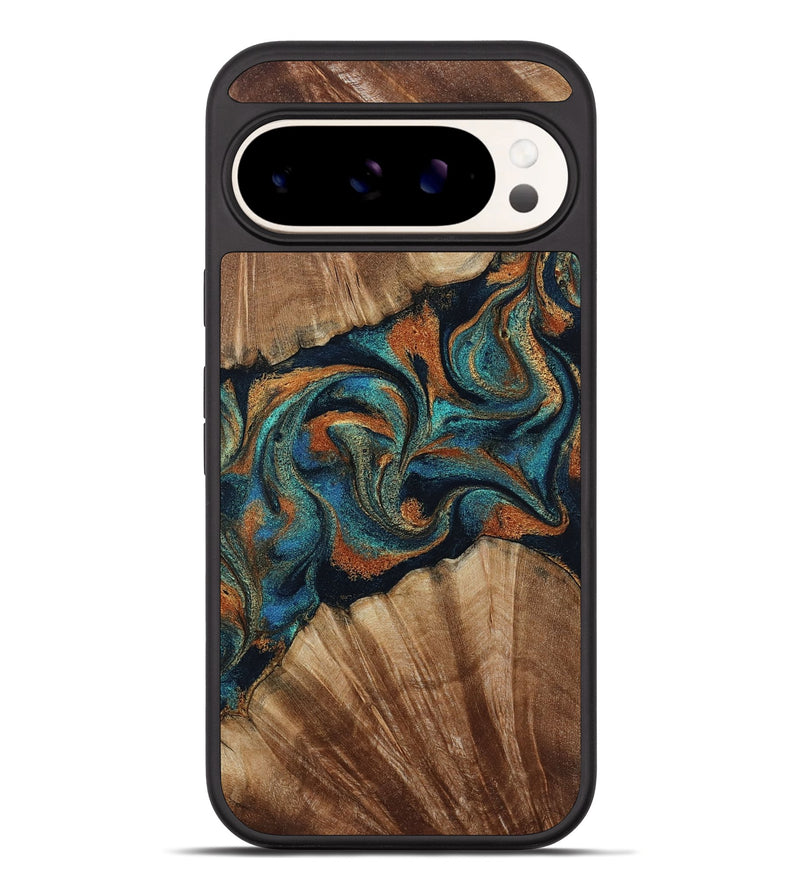 Pixel 10 Pro XL Wood Phone Case - Lawanda (Teal & Gold, 801879)