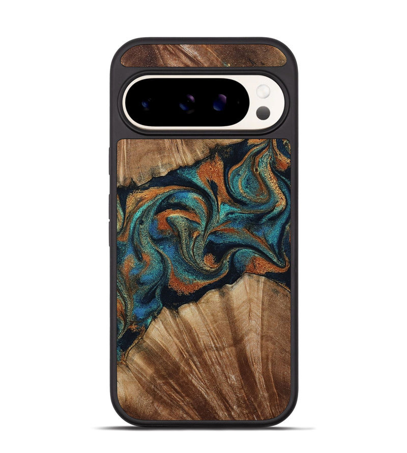 Pixel 9 Pro Wood Phone Case - Lawanda (Teal & Gold, 801879)