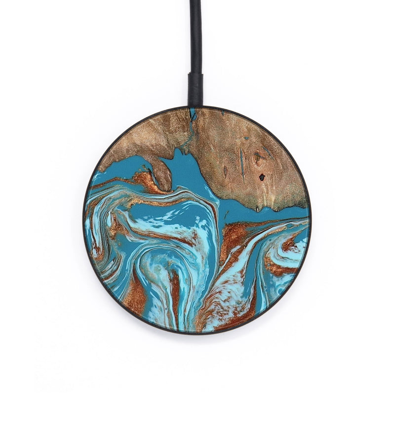 Circle Wood Wireless Charger - Brayan (Teal & Gold, 801880)