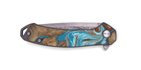 EDC Wood Pocket Knife - Brayan (Teal & Gold, 801880)