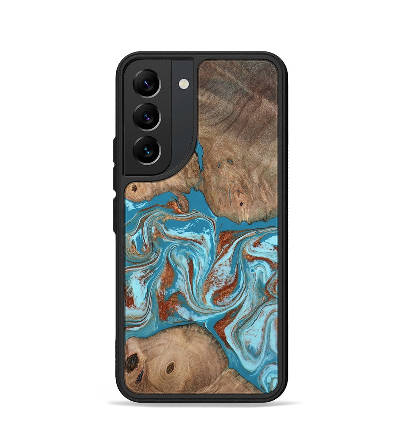 Galaxy S22 Wood Phone Case - Brayan (Teal & Gold, 801880)