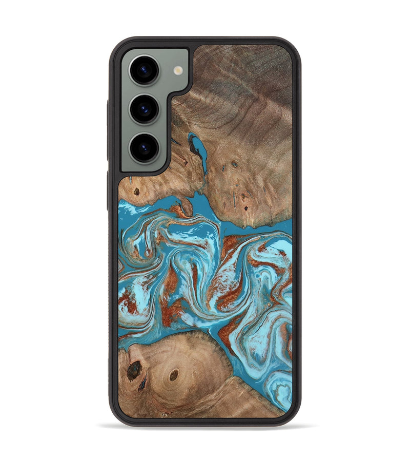 Galaxy S23 Plus Wood Phone Case - Brayan (Teal & Gold, 801880)