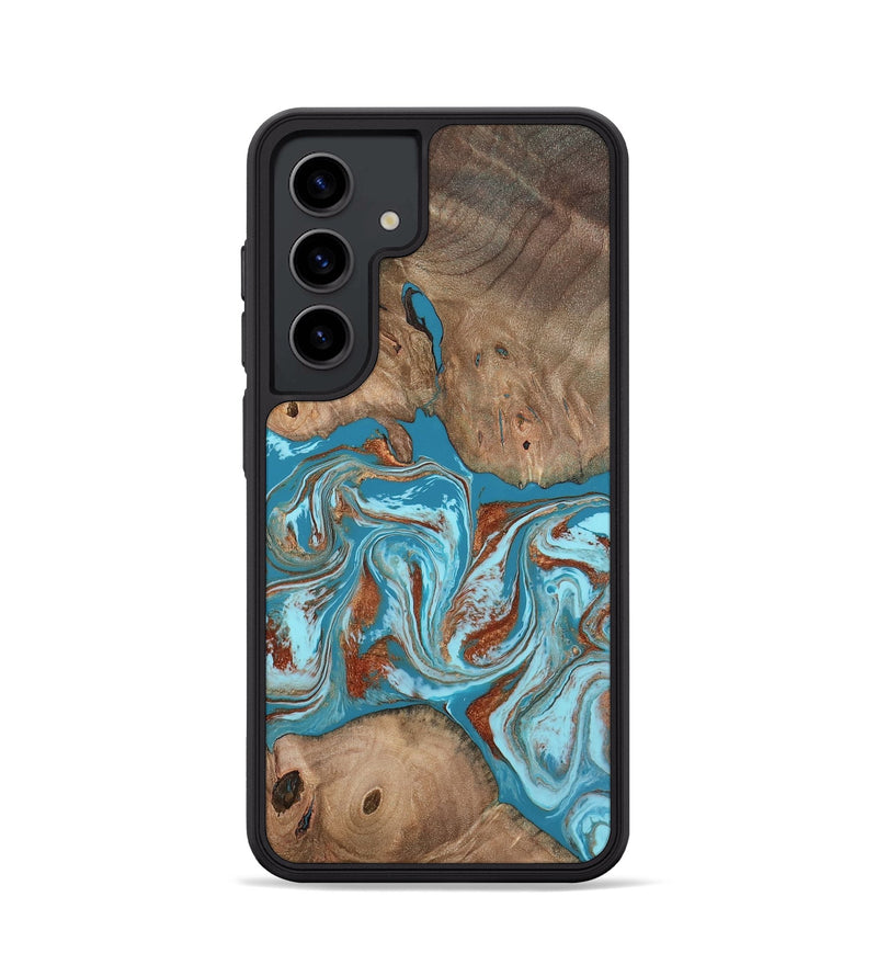 Galaxy S24 Wood Phone Case - Brayan (Teal & Gold, 801880)