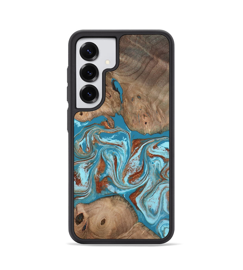 Galaxy S25 Wood Phone Case - Brayan (Teal & Gold, 801880)