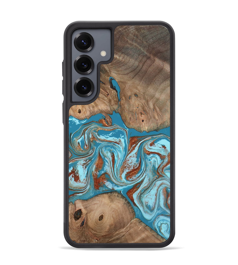 Galaxy S25 Plus Wood Phone Case - Brayan (Teal & Gold, 801880)