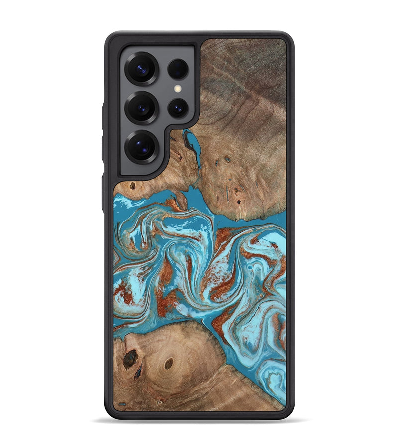 Galaxy S25 Ultra Wood Phone Case - Brayan (Teal & Gold, 801880)
