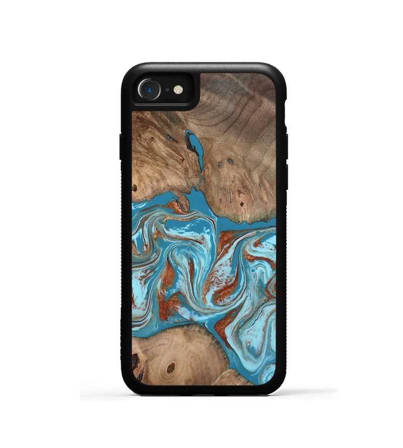 iPhone SE Wood Phone Case - Brayan (Teal & Gold, 801880)