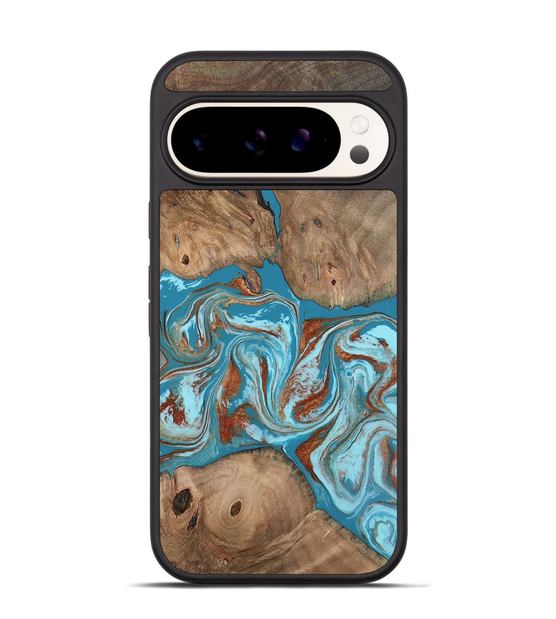 Pixel 9 Wood Phone Case - Brayan (Teal & Gold, 801880)