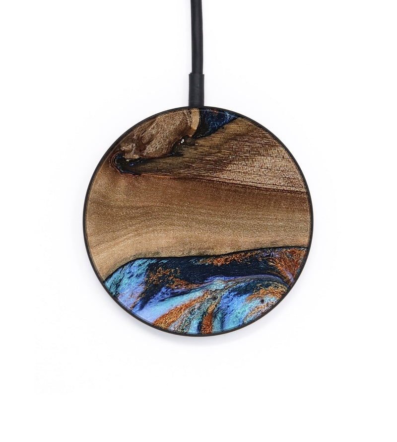 Circle Wood Wireless Charger - Shayla (Teal & Gold, 801881)