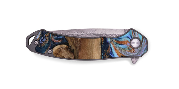EDC Wood Pocket Knife - Shayla (Teal & Gold, 801881)