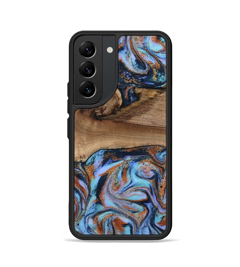 Galaxy S22 Wood Phone Case - Shayla (Teal & Gold, 801881)